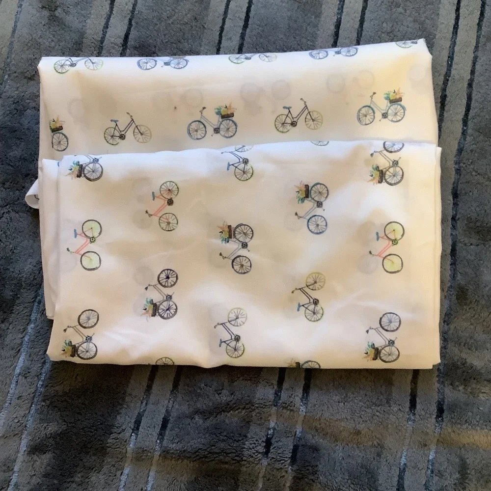Alex & Zoe Bicycle Print Pillowcases Set of 2 White Multicolor 39x20